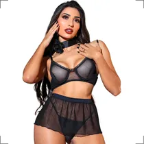 Comprar Lingerie Sensual Feminina Saia Tulê Conjunto Sensual Erotica