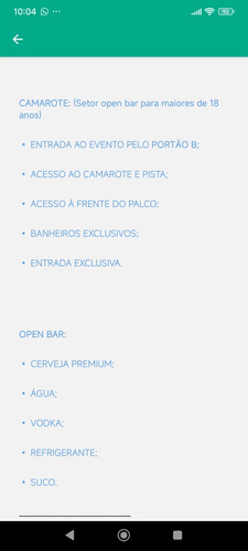 1 Ingresso Estudante (camarote Open Bar)