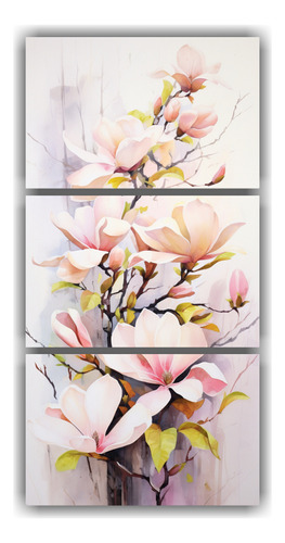 90x180cm Cuadro Abstracto Magnolias Blancas Y Rosas Flores