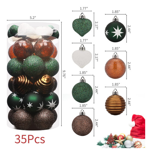 Adornos De Navidad 35 Bolas Inastillables Verde Y Dorado