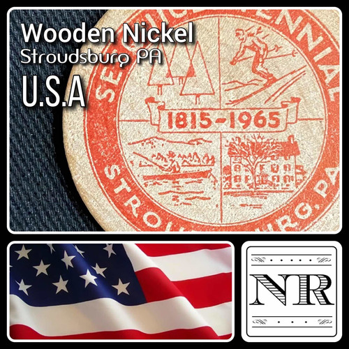 Imagen 1 de 4 de Wooden Nickel - Token - Madera - Publicidad - 5 Cents - Rojo