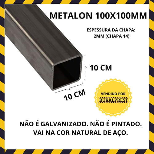 Metalon 100x100 Mm - Barra Aço - 10 Peças De 10 Cm (100 Mm)