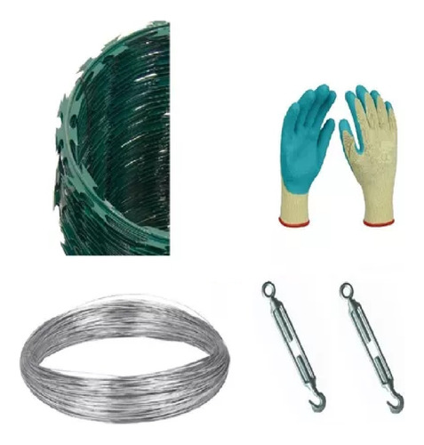 Concertina Verde 200mt + 20kg Alambre + Tensores + Guantes 