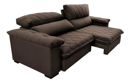 Sofá Retrátil Reclinável 2,95m Cama Inbox Big Home. Velusoft Cor Caf