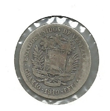 Moneda De Plata - 2 Bolivares  Año 1919 -10 Gramos - Ley 835