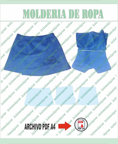 Molde  Imprimible En Pdf A4 Short Con Falda Tela Con Lycra