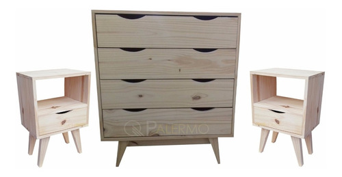 Imagen 5 de 9 de Mesa De Luz Nordica Vintage Escandinava Madera Lustrada 1caj