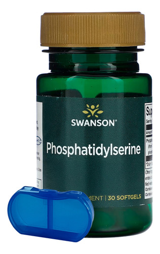 Fosfatidilserina 100mg Swanson 30 Softgels + Porta Cápsulas Sabor Sem Sabor