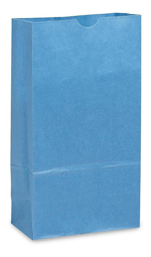 Bolsas De Papel Para Lonche, 15x10x28cm, #6, Azules, 500/paq