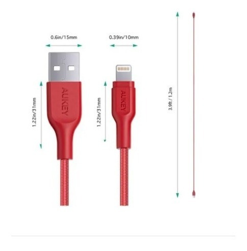 Imagem 6 de 10 de Cabo Lightning Certificado Mfi Com 2m Aukey Reforçado