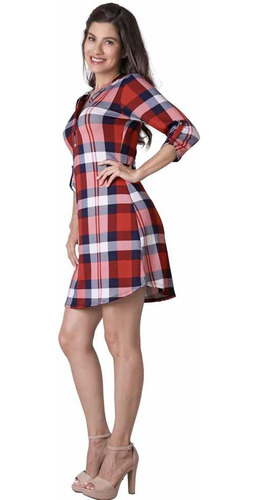 Vestido Camisa Cuadros Blusa Larga Moda Swag Long Fit Bluson