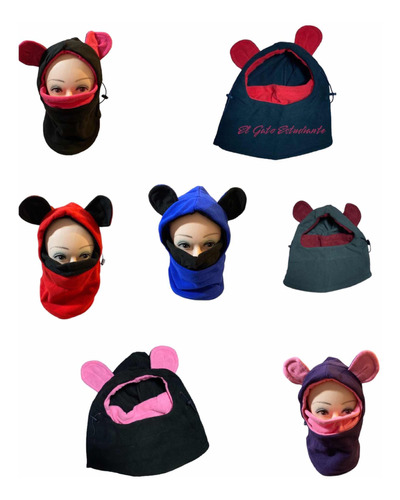 Pasamontañas Niña Niño Gorro Polar Ajustable Orejas Kawaii