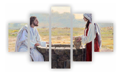 Quadro Canvas Jesus E Mulher No Poço 110x65cm