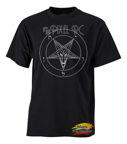 Camiseta Pentagrama Invertido Black Metal   Pixel Rc