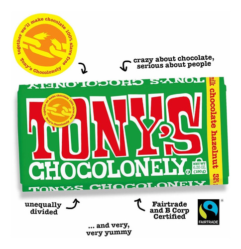 Tony Chocolonely El 32% Barra De Chocolate Con Leche Con Ave