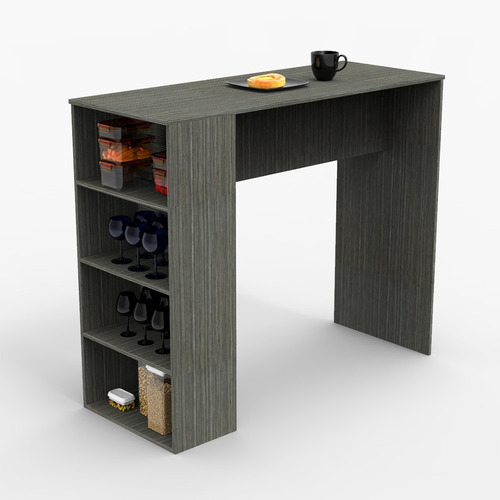 Imagen 1 de 10 de Barra Desayunadora Moderna Melamina 130 Cm Alta Estantes