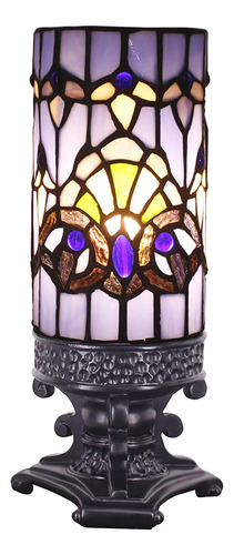Lámpara Pequeña Tiffany De Mesa De Cristal De Color Ancho.