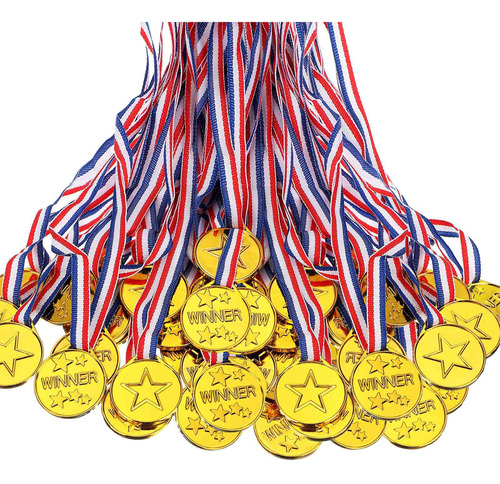 Medallas De Ganadores De Plástico Dorado P/niños, 100 Piezas