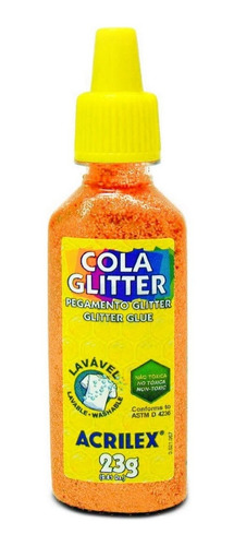 Cola Colorida Com Glitter 23g Lavável Cor Laranja Acrilex