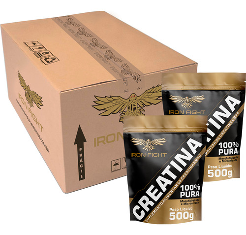 Atacado Cx Fechada 15x Creatina Pura 500g (7,5kg) Iron Fight Sabor Sem Sabor