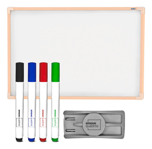 Lousa Quadro Branco Madeira 60x90 Com 4 Canetas E 1 Apagador