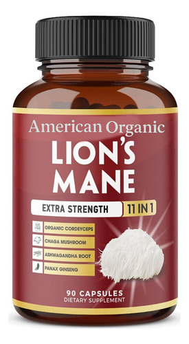 Melena De Leon 90 Capsulas Organicas Lion's Mane Premium Usa Sabor Sin Sabor