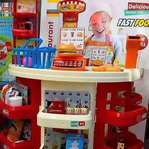 Juego Cocina Niños, Comida Rápida, Luz, Sonido Y Accesorios