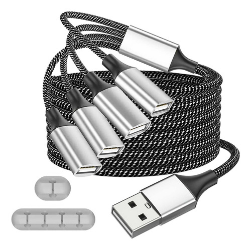 Fidioto Divisor Usb Y, Usb 1 Macho A 4 Hembras, Cable De Ext