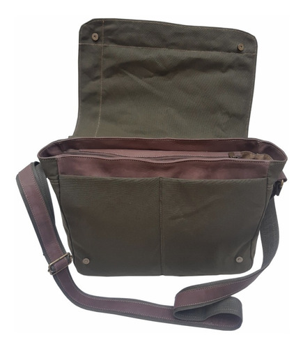 Imagen 4 de 6 de Cartero Morral San Roman Lona Impermeable Unisex Cuero