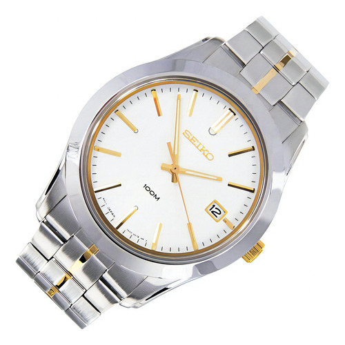 Reloj Seiko Hombre Sgee45 P1 Cristal Zafiro Sumergible Color de la malla Plateado Combinado Dorado Color del bisel Plateado Color del fondo Plateado