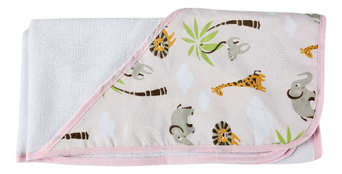 Toalha De Banho Com Capuz Felpuda Para Bebê Enxoval Fralda Cor Safari Rosa