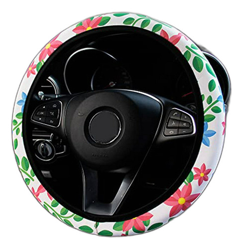 Funda Para Volante Con Diseño De Flores, Protector Elástico 