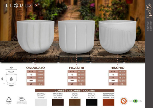 Imagen 3 de 4 de Maceta Plástica Premium 18 Cm Diseño Moderna Exterior Spello