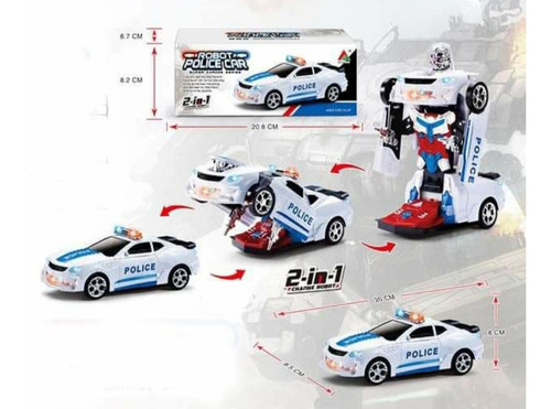 Carro Transforma Robo  Polícia Bate Volta Luz Som A Pilha