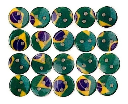 Botão De Camisa Bandeira Brasil Tam 18 * 100un 