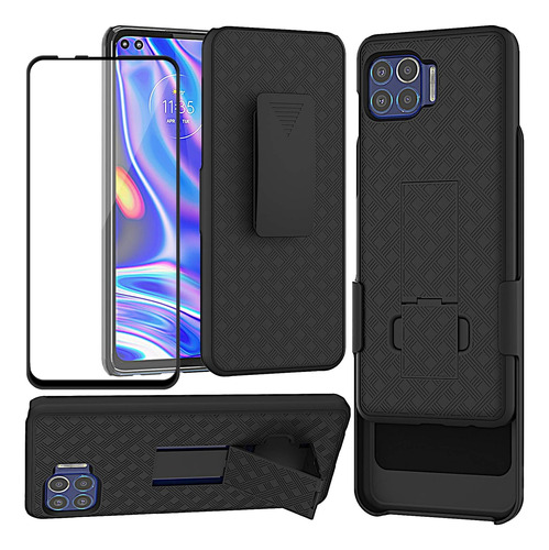 Funda Para Motorola One 5g Con Protector De Pantalla  Negro