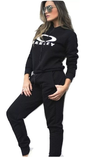 Conjunto Moletom Moleton Feminino Matelasse Com Capuz Oakley