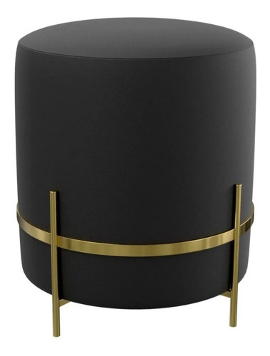 Imagem 3 de 4 de Puff Luxo Redondo Decoração Sala Closet Escritório Dourado