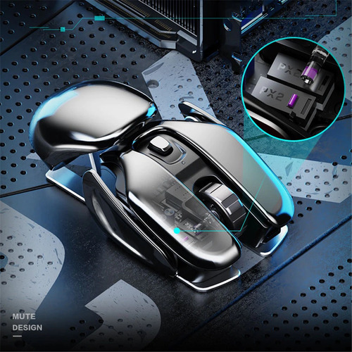Imagen 4 de 5 de Mouse Gamer Inalambrico Silencioso Metalico Px2 2.4g