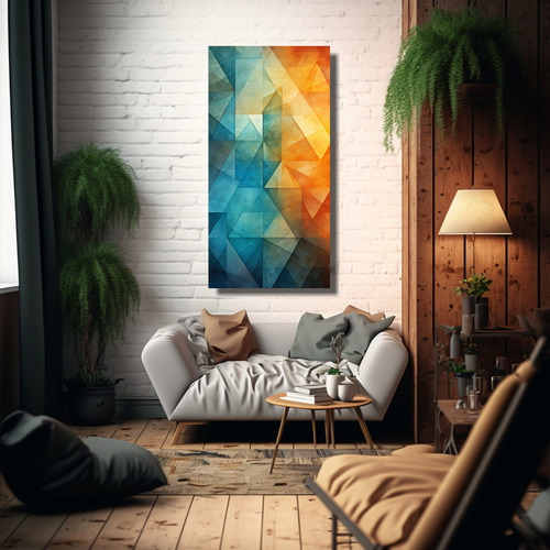 100x50cm Cuadro Arte Tonos Temática Trapezoides Difuminados