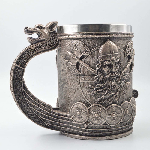 Jarra De Cerveza Norse Viking Runes Pirate Con Línea De Acer