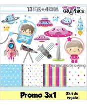 Comprar Kit Imprimible 3x1 Espacio Astronautas Imagen Fondos #144