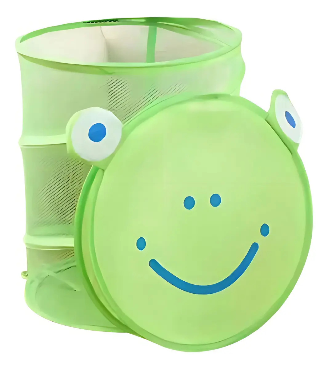 Cesto Organizador Infantil Dobrável com Tampa para Brinquedos e Roupas, Modelo Sapo