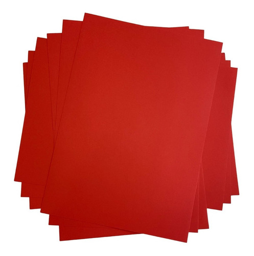 100 Folhas Papel Color Colorido Na Massa 180g Vermelho Red