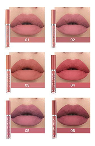 Set De Maquillaje De Lápiz Labial Líquido Mate De 6 Piezas
