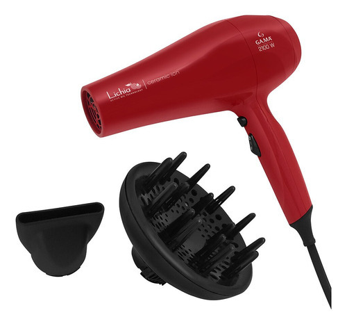 Secador De Cabelo Gama Lichia Ceramic Íon Com Óleo Essencial Cor Vermelho 110v