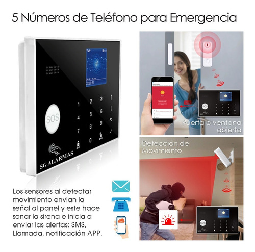 Imagen 7 de 10 de Alarma Touch Gsm App Inalambrica Alerta Celular Segiridad Casa Negocio Kit Sensores Vecinal Sistema