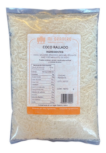 Coco Rallado Premium Con Azucar 1 Kilo