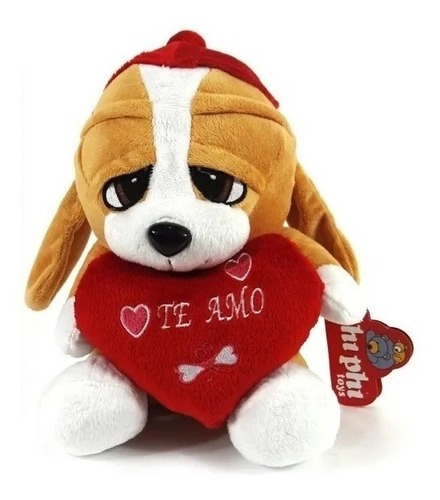 Imagen 1 de 1 de Peluche Perro Con Gorra Y Corazon 25 Cm Phi Phi 5718