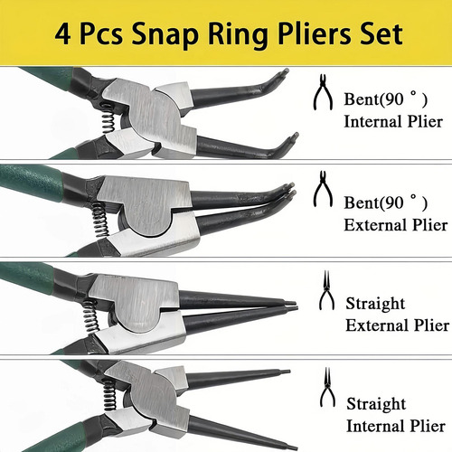 4 Pieces Snap Pliers Set Circlip Pliers With Straight/bent